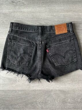 Levi's Premium 501 Original Cutoff Denim Shorts - Washed Black W26